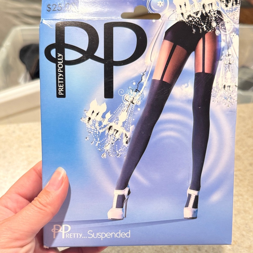 Pretty Polly Black Suspender Hosiery